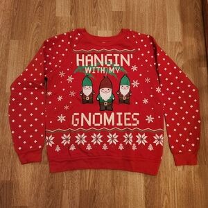 Freeze Ugly Christmas Holiday Sweatshirt Hangin' with My Gnomies Red Small